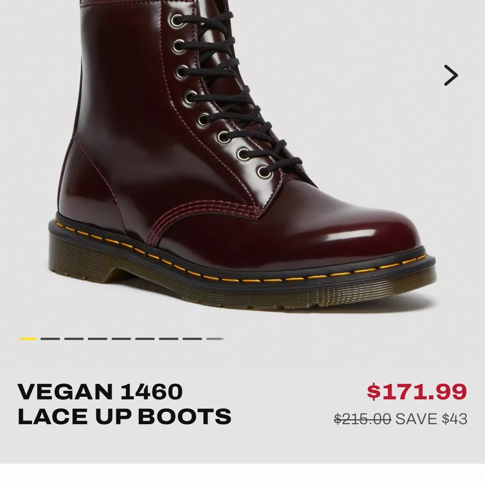 Dr. Martens cherry red  Combat Boots with Durable Sole vegan leather